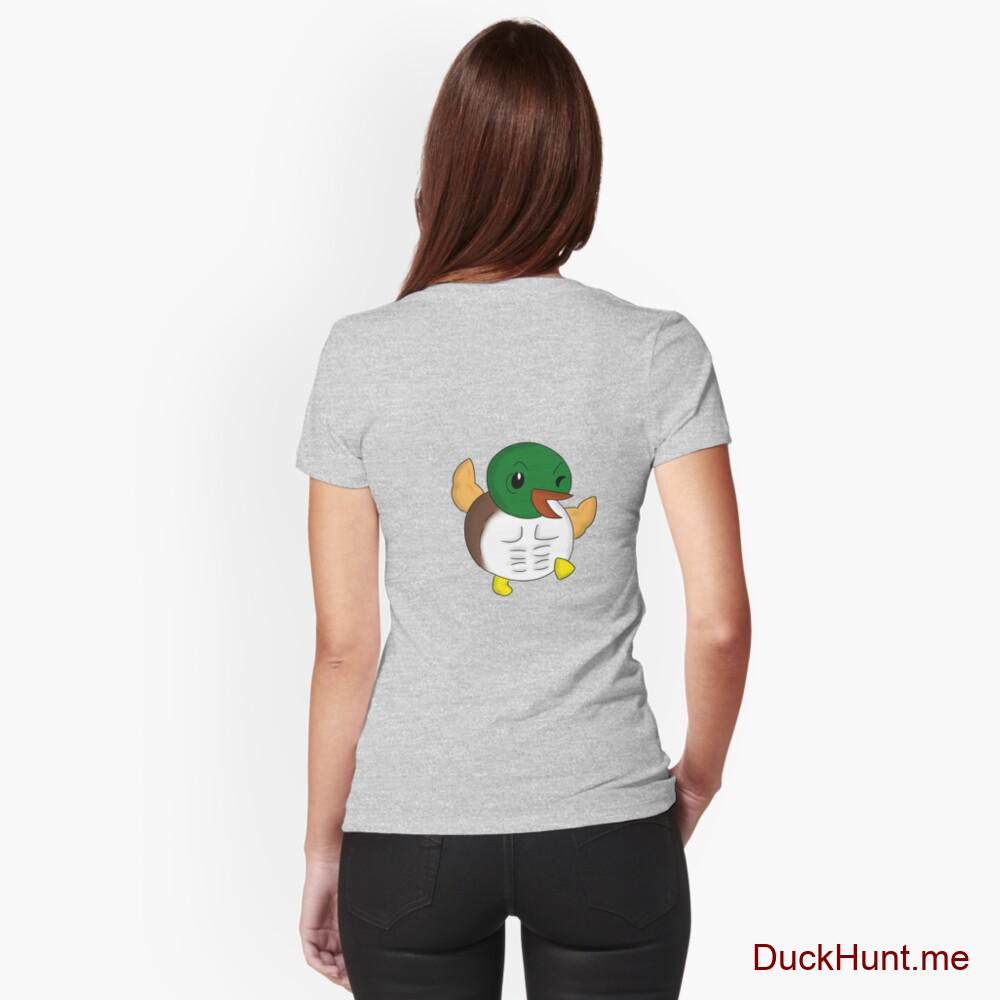 Super duck Heather Grey Fitted V-Neck T-Shirt (Back printed)