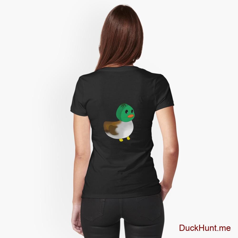 Normal Duck Black Fitted V-Neck T-Shirt (Back printed)