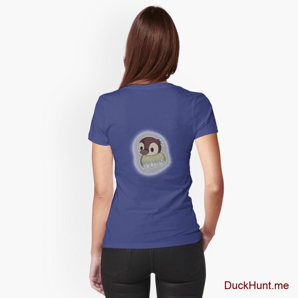Ghost Duck (foggy) Blue Fitted V-Neck T-Shirt (Back printed)