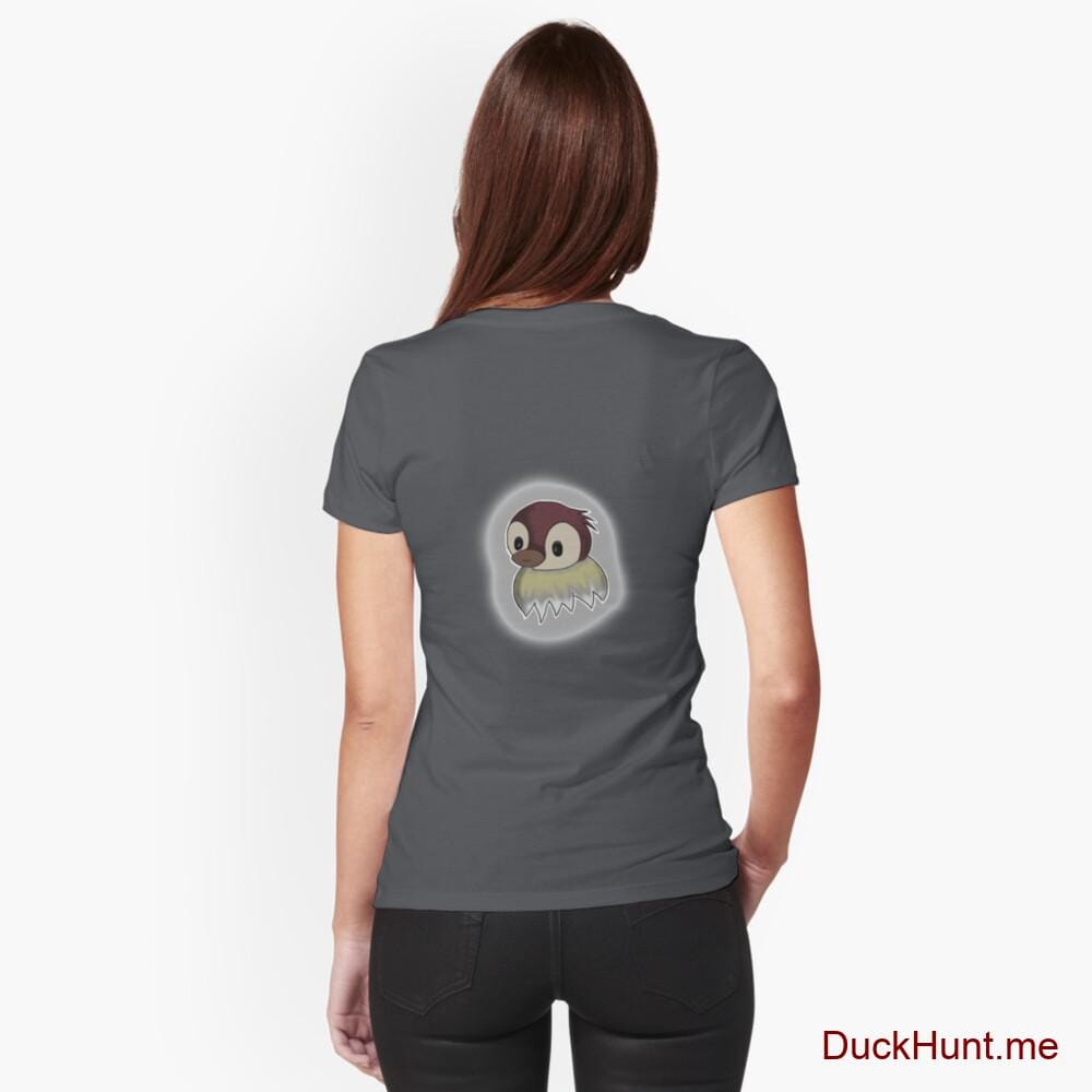 Ghost Duck (foggy) Dark Grey Fitted V-Neck T-Shirt (Back printed)