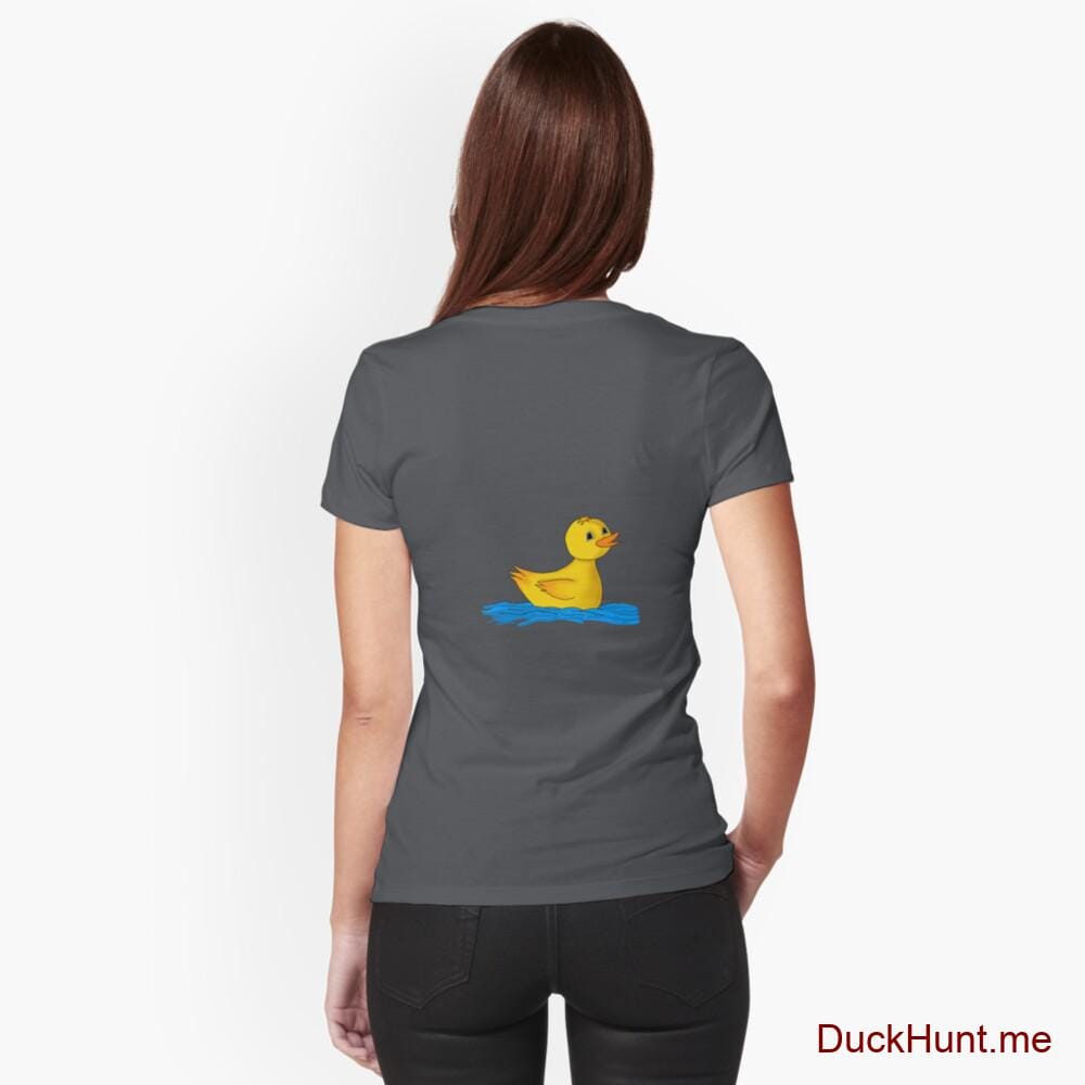 Plastic Duck Dark Grey Fitted V-Neck T-Shirt (Back printed)