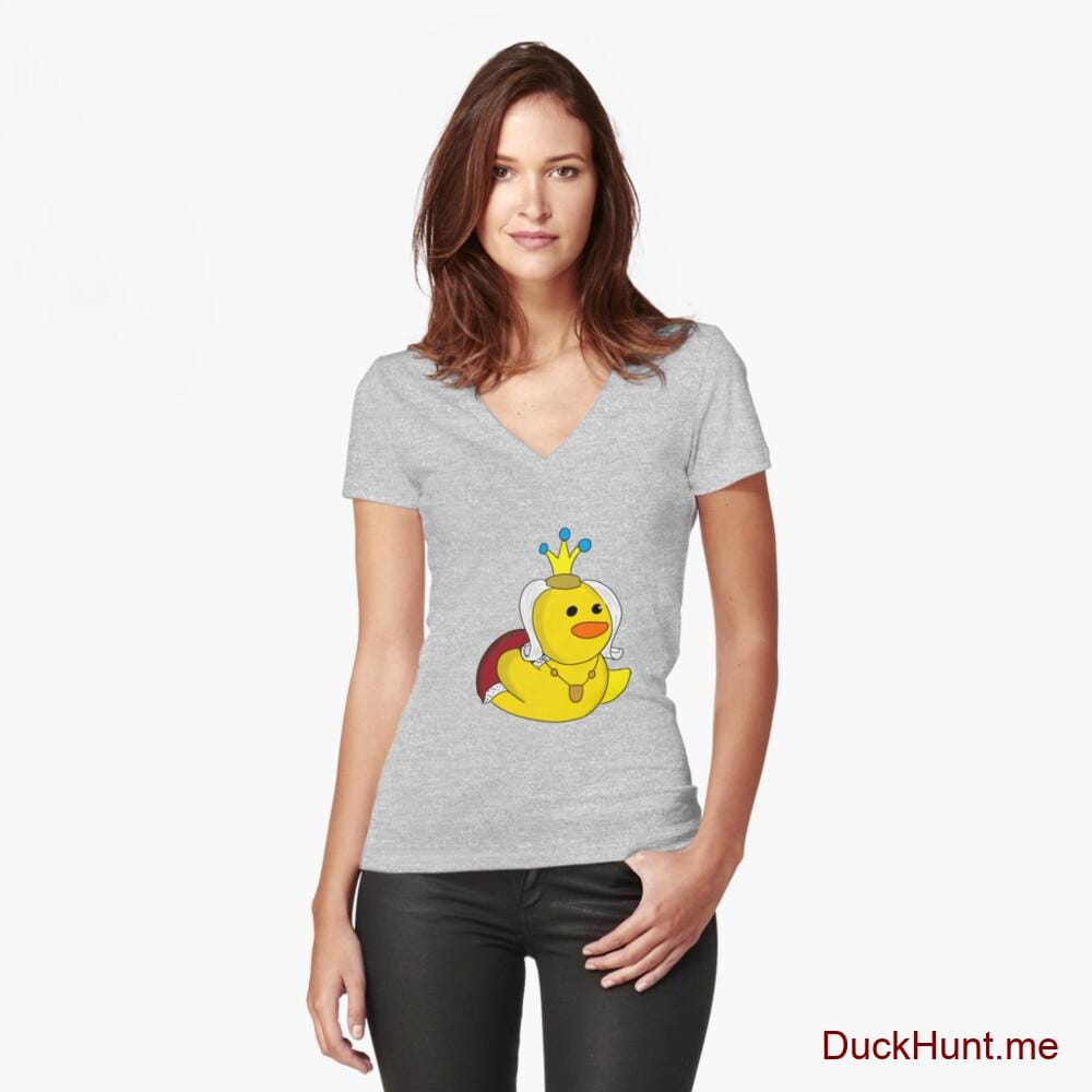 Royal Duck Heather Grey Fitted V-Neck T-Shirt (Front printed)