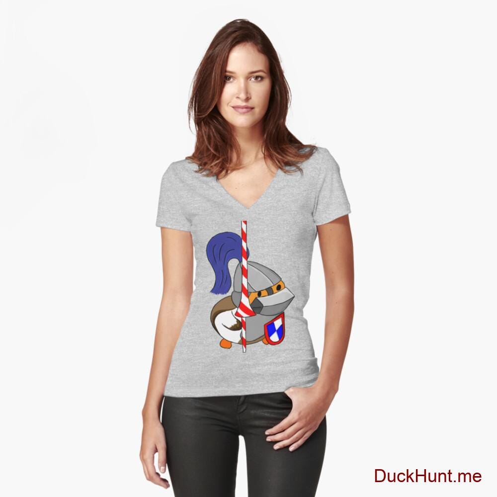 Armored Duck Heather Grey Fitted V-Neck T-Shirt (Front printed)