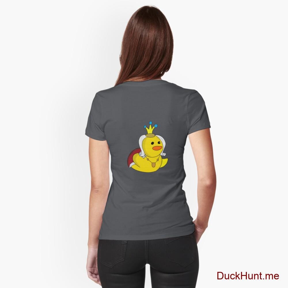 Royal Duck Dark Grey Fitted V-Neck T-Shirt (Back printed)