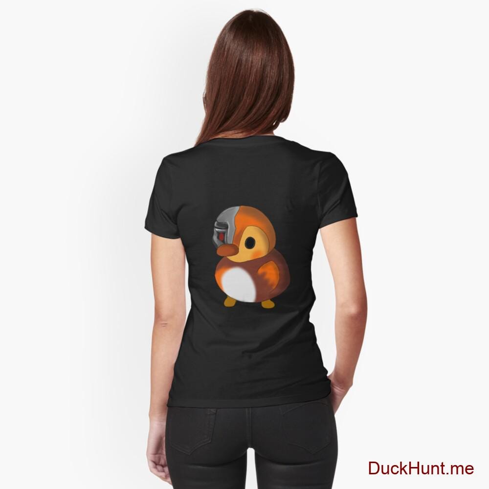 Mechanical Duck Black Fitted V-Neck T-Shirt (Back printed)