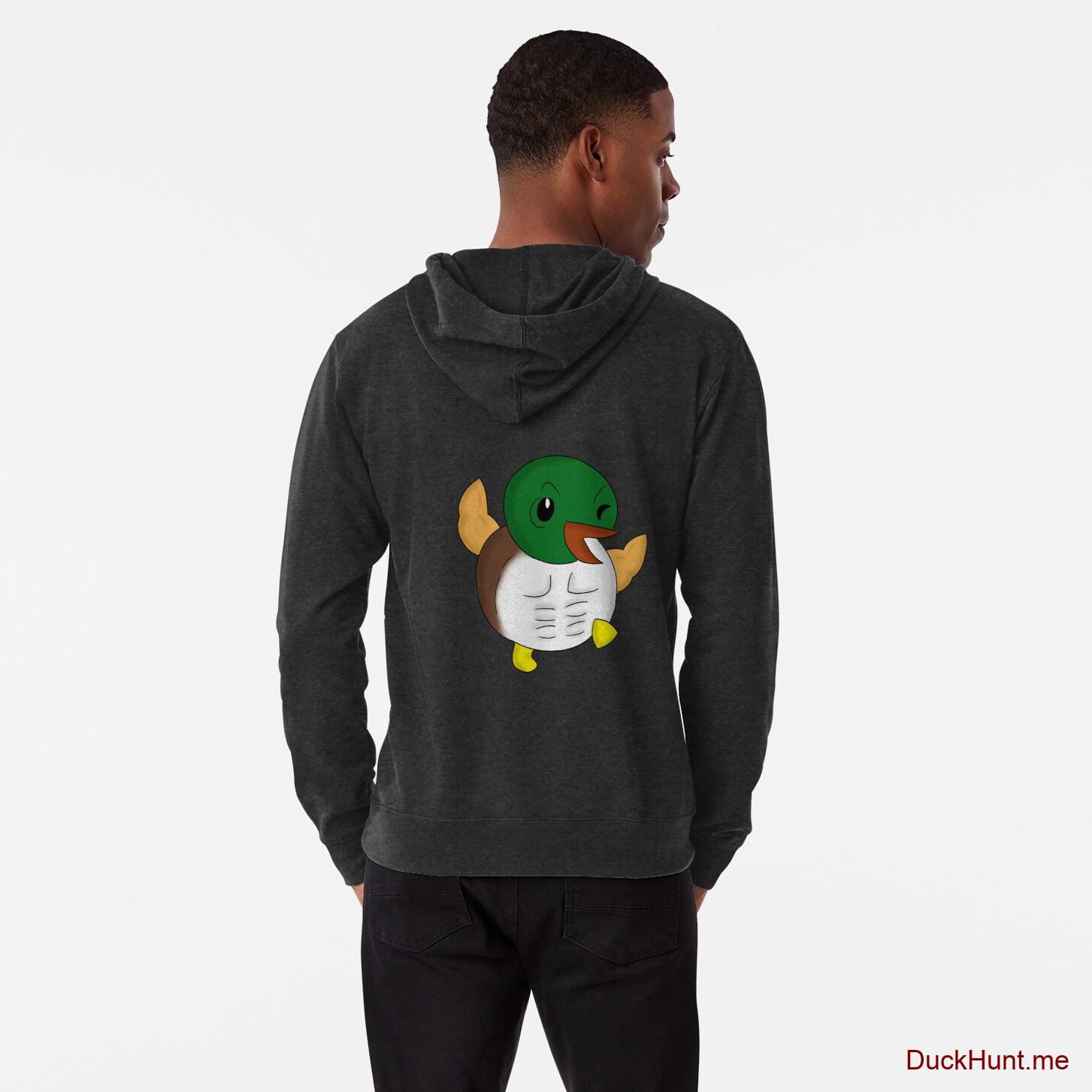 Super duck Charcoal Lightweight Hoodie (Back printed)