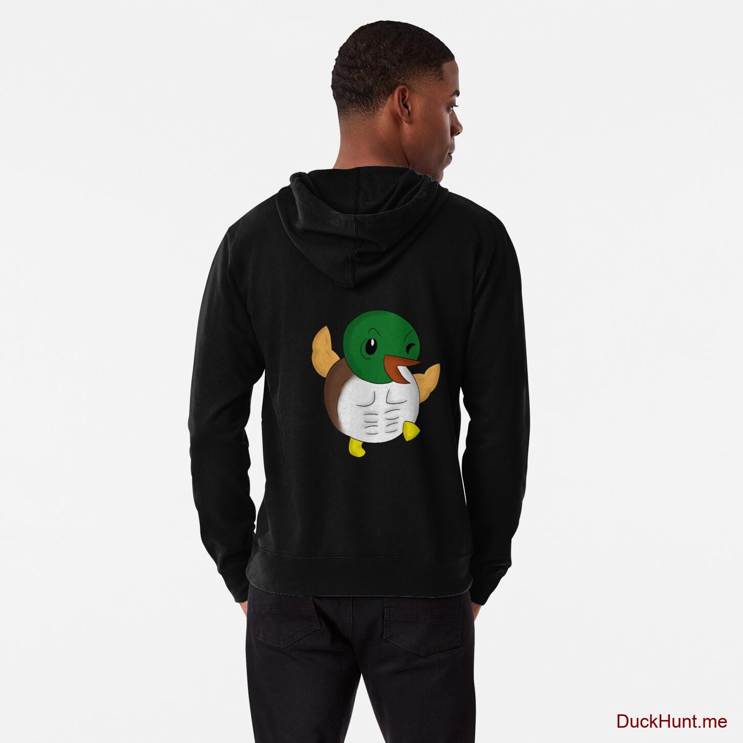 Super duck Black Lightweight Hoodie (Back printed)