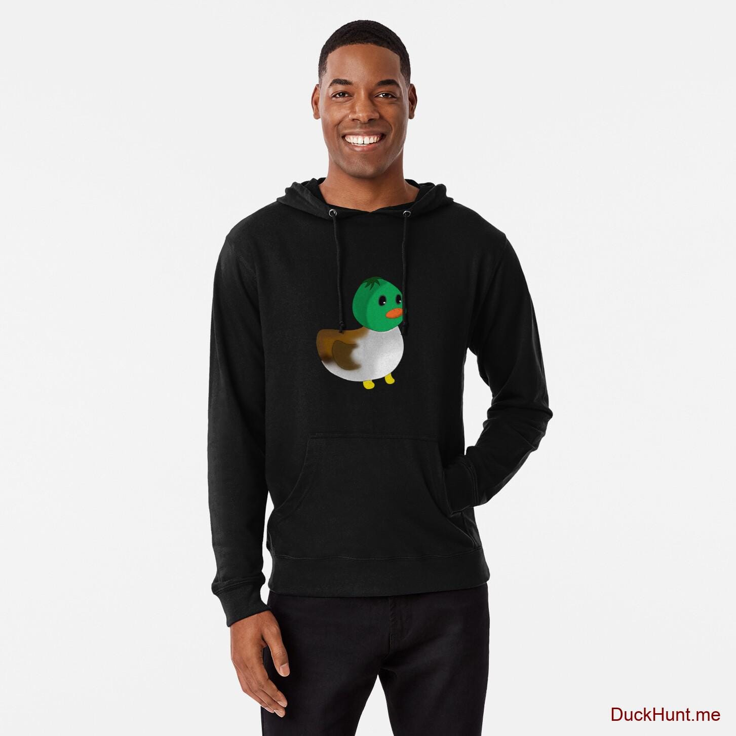 Normal Duck Black Lightweight Hoodie (Front printed)