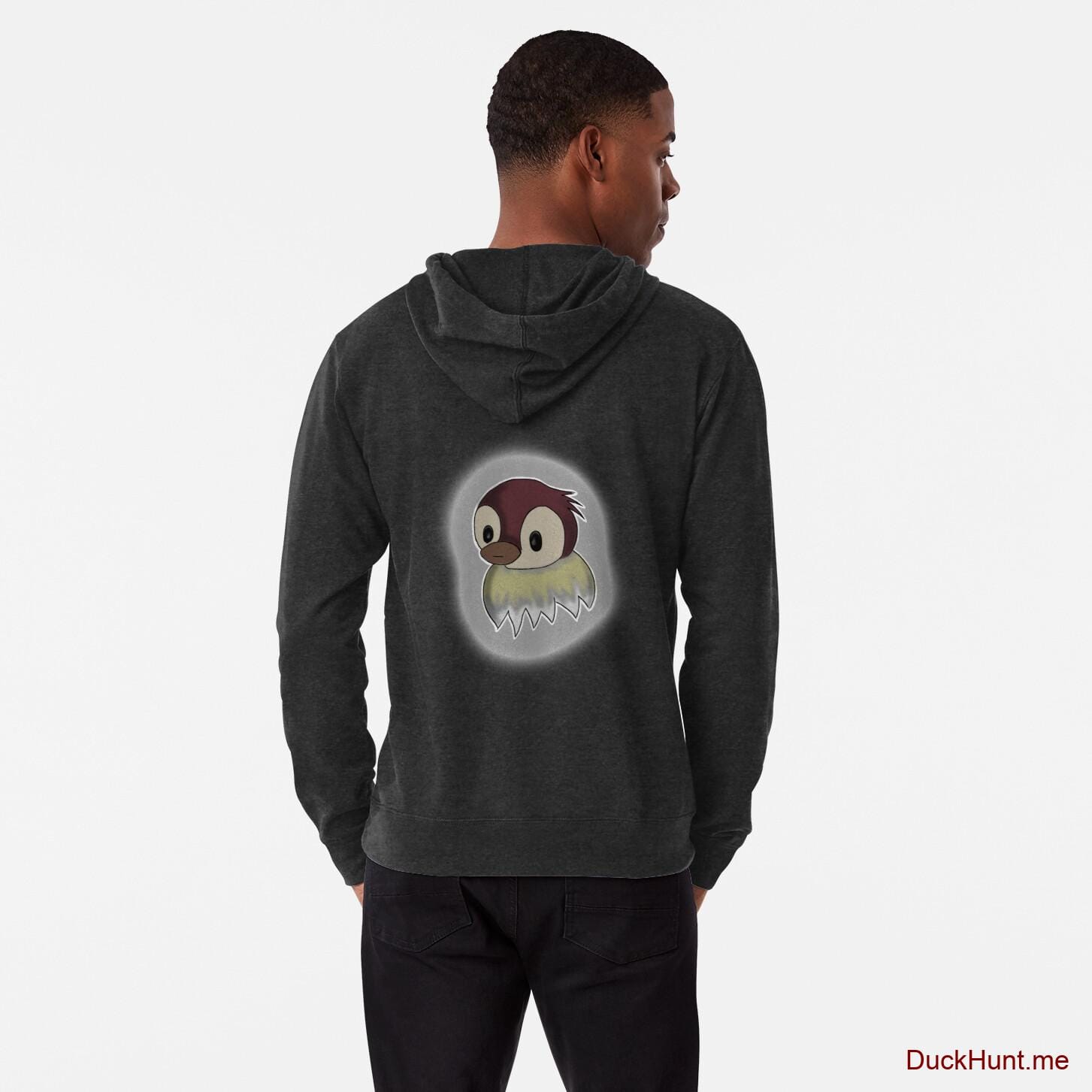 Ghost Duck (foggy) Charcoal Lightweight Hoodie (Back printed)