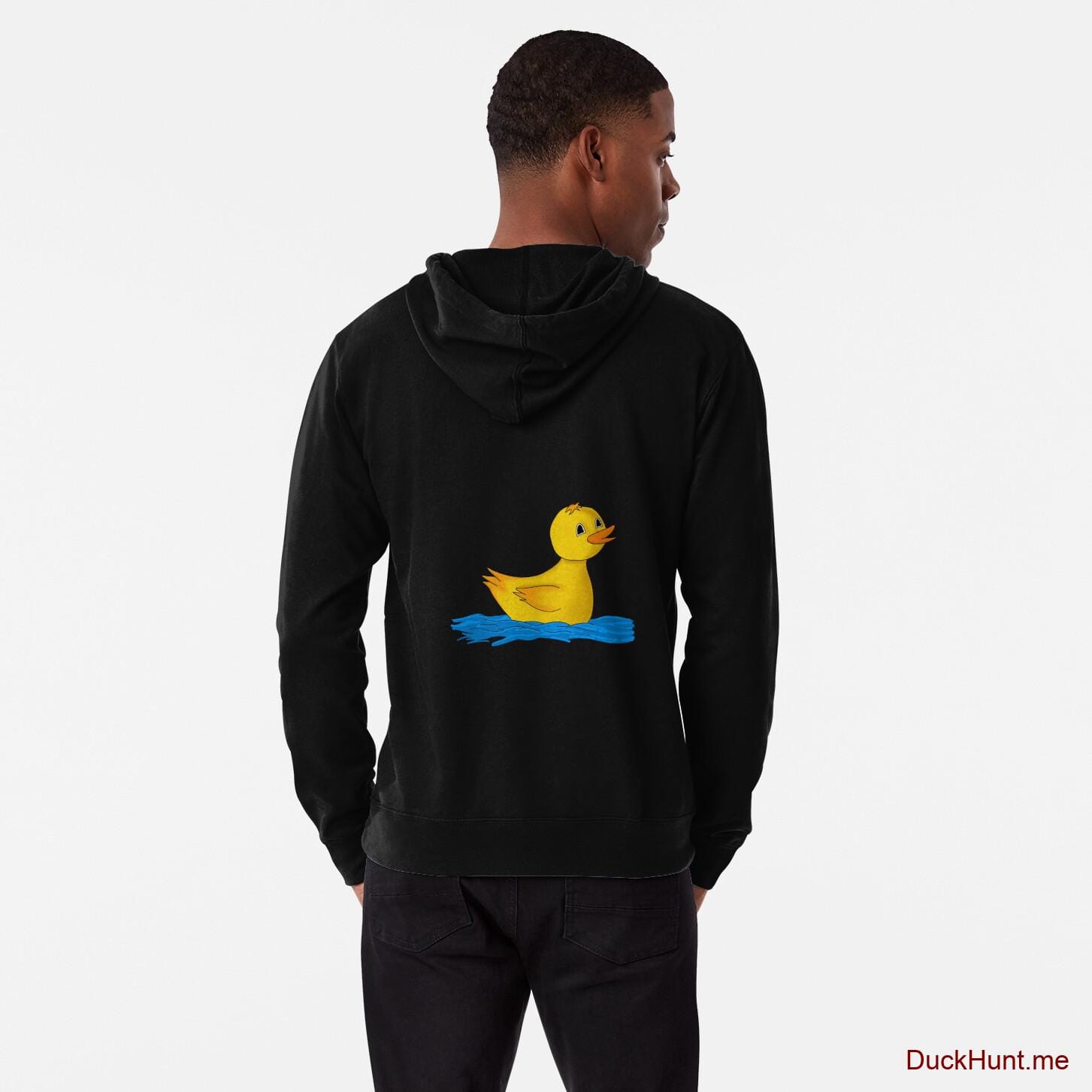 Plastic Duck Black Lightweight Hoodie (Back printed)