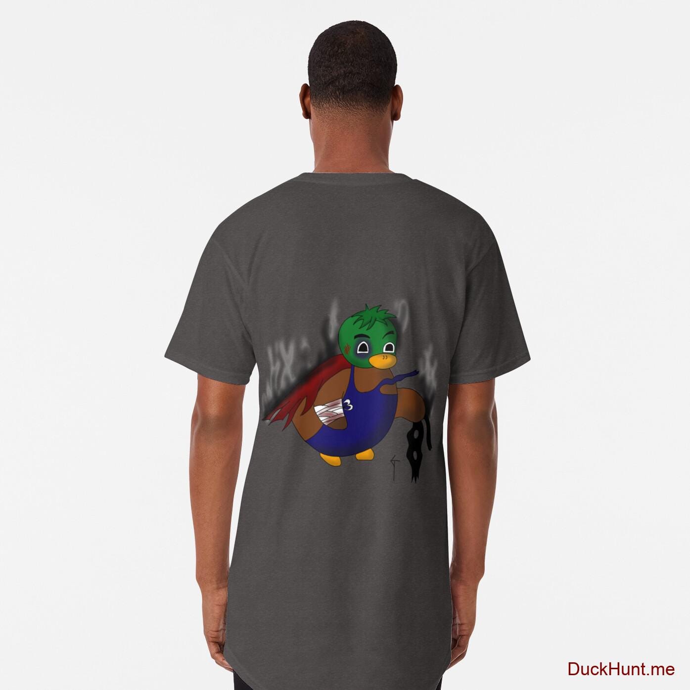 Dead Boss Duck (smoky) Charcoal Heather Long T-Shirt (Back printed)
