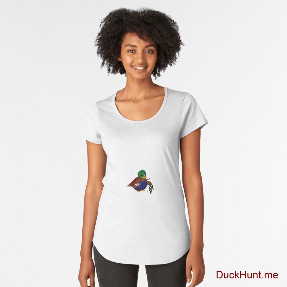 Dead DuckHunt Boss (smokeless) White Premium Scoop T-Shirt (Front printed)
