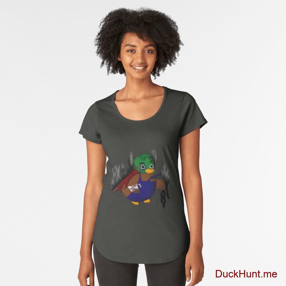 Dead Boss Duck (smoky) Coal Premium Scoop T-Shirt (Front printed)