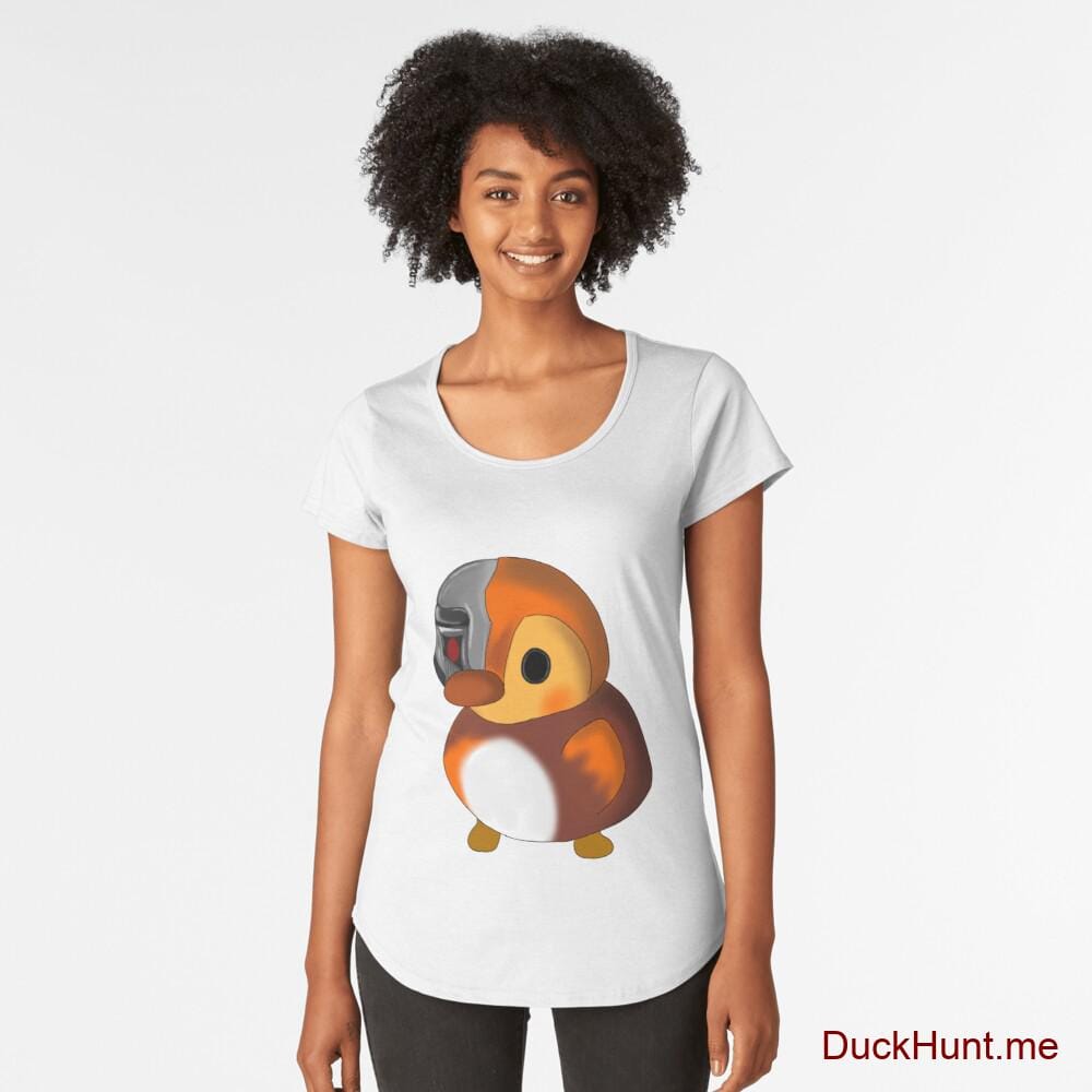 Mechanical Duck White Premium Scoop T-Shirt (Front printed)