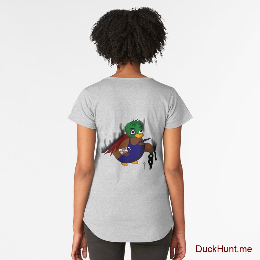 Dead Boss Duck (smoky) Heather Grey Premium Scoop T-Shirt (Back printed)