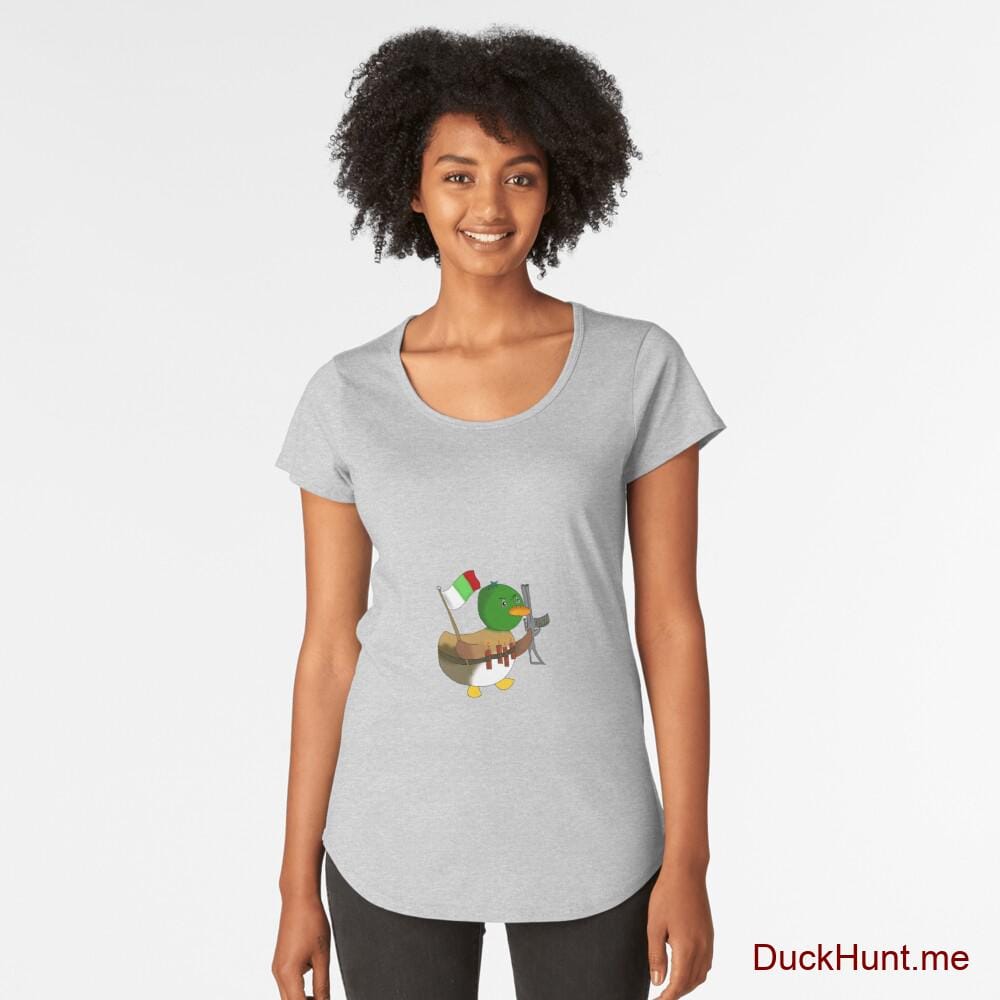 Kamikaze Duck Heather Grey Premium Scoop T-Shirt (Front printed)