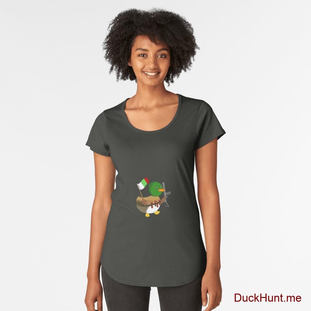 Kamikaze Duck Coal Premium Scoop T-Shirt (Front printed)