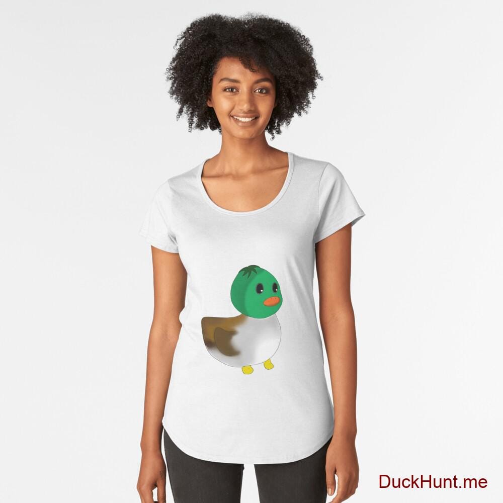 Normal Duck White Premium Scoop T-Shirt (Front printed)