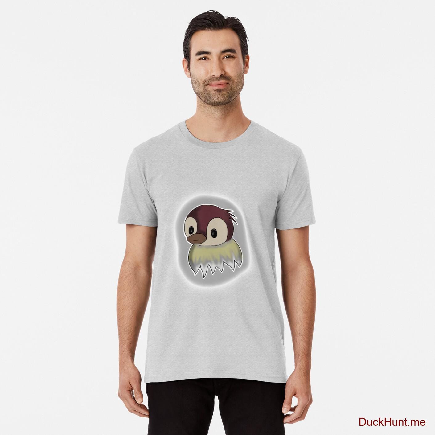 Ghost Duck (foggy) Heather Grey Premium T-Shirt (Front printed)