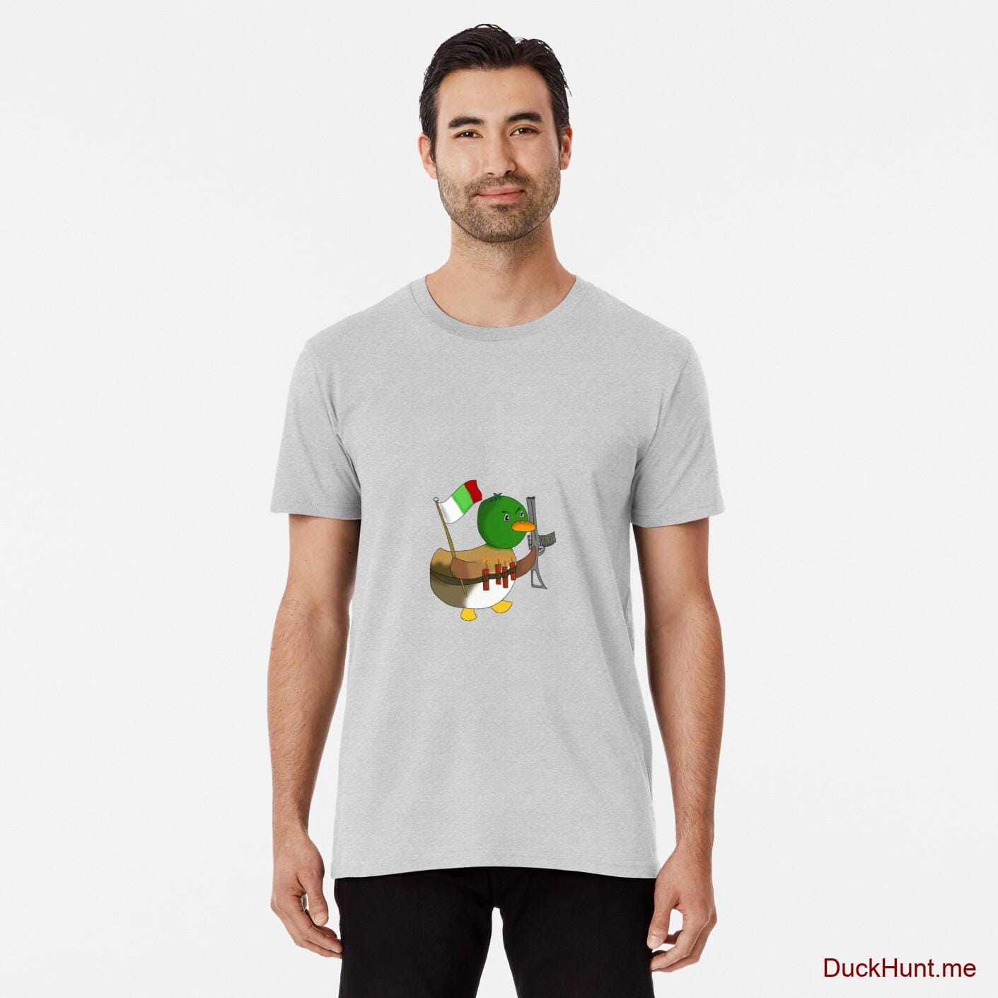 Kamikaze Duck Heather Grey Premium T-Shirt (Front printed)
