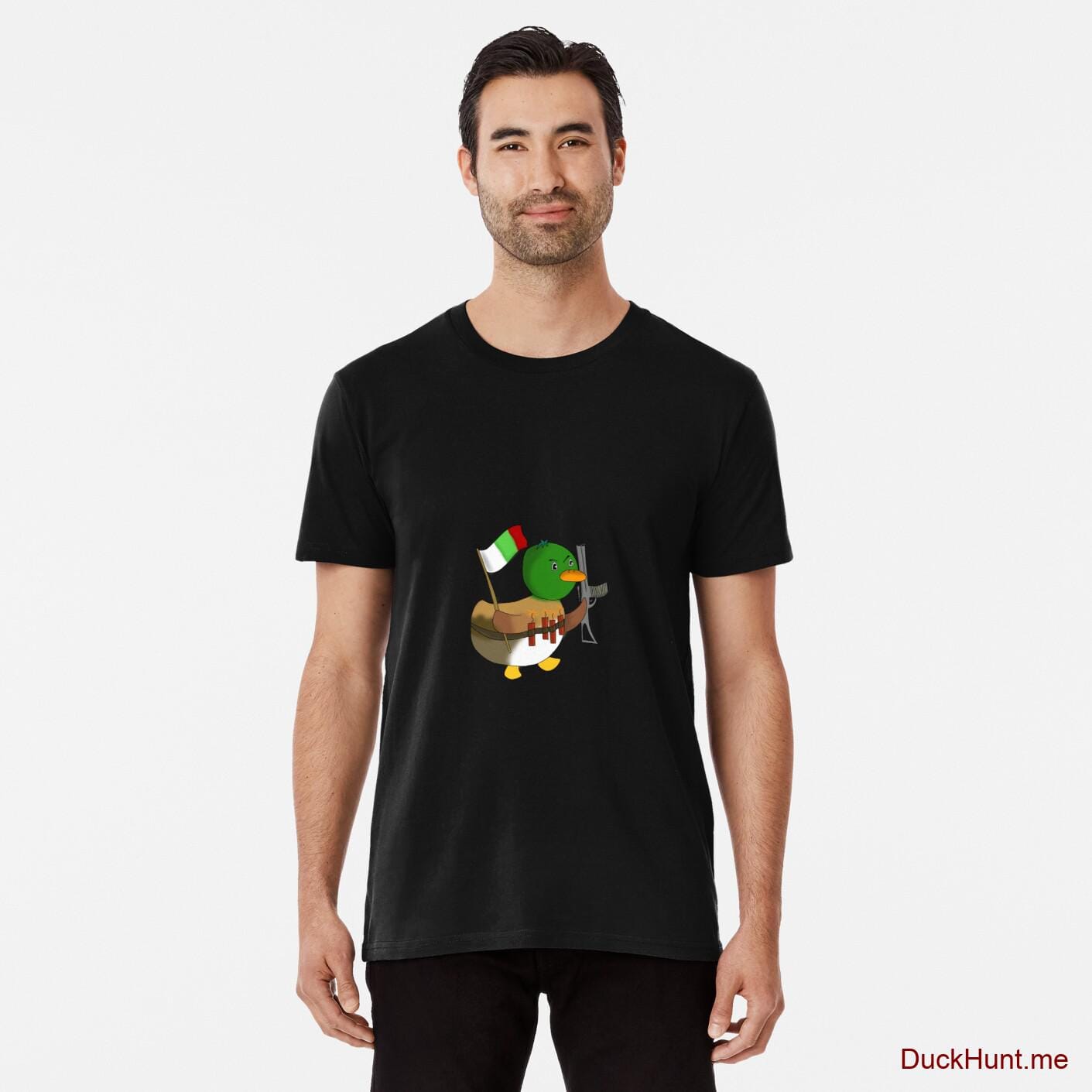 Kamikaze Duck Black Premium T-Shirt (Front printed)