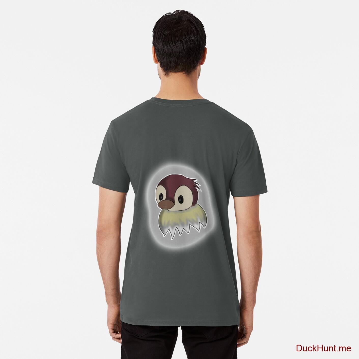 Ghost Duck (foggy) Dark Grey Premium T-Shirt (Back printed)