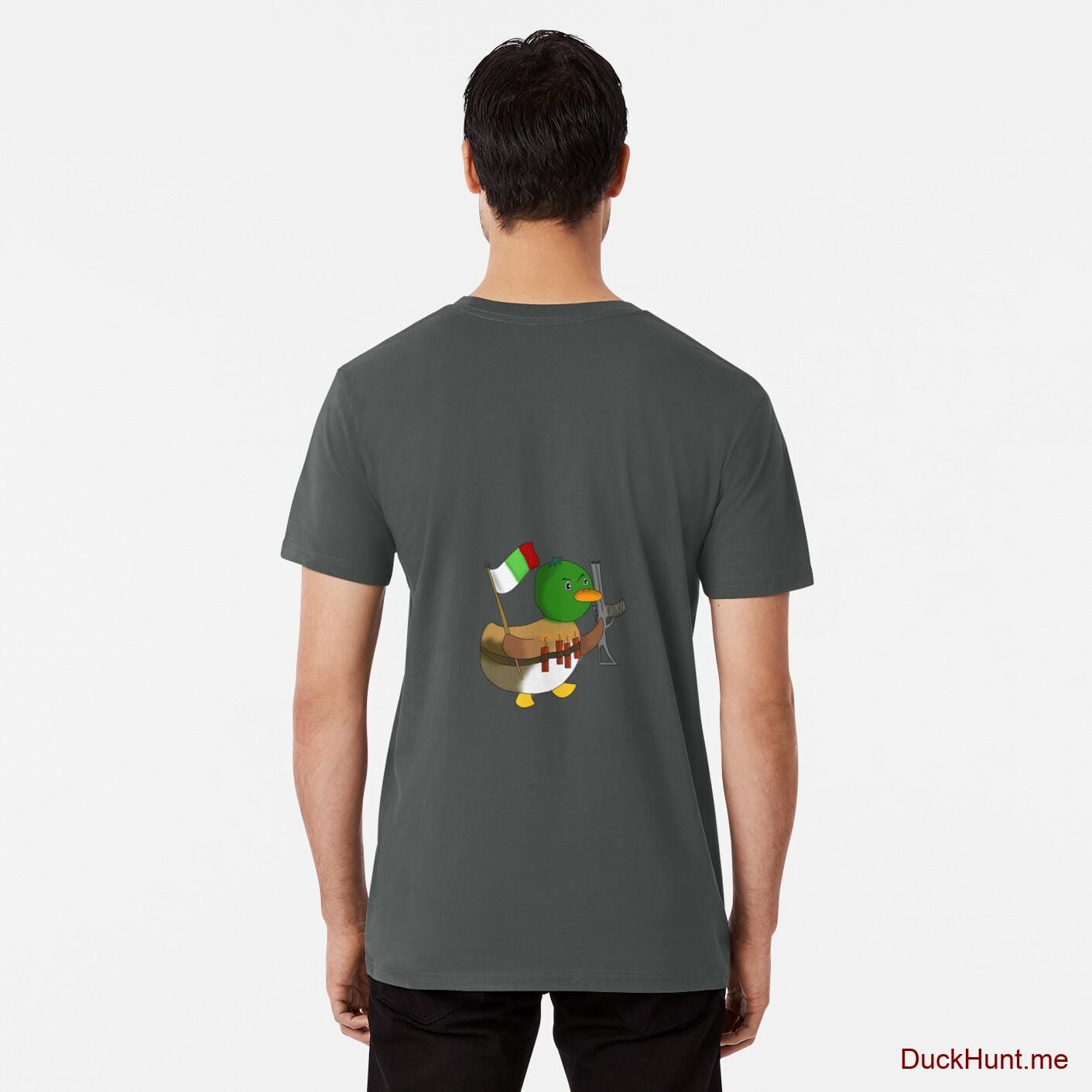Kamikaze Duck Dark Grey Premium T-Shirt (Back printed)