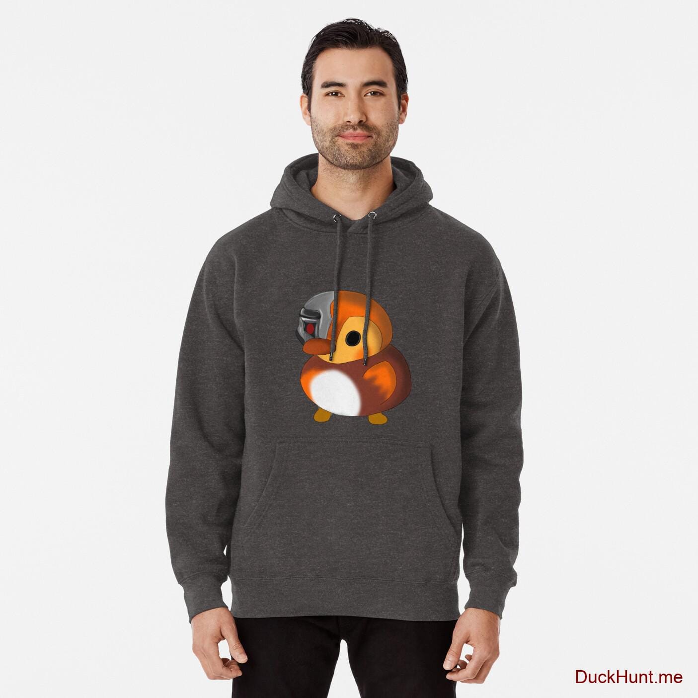 Mechanical Duck Charcoal Heather Pullover Hoodie (Front printed)