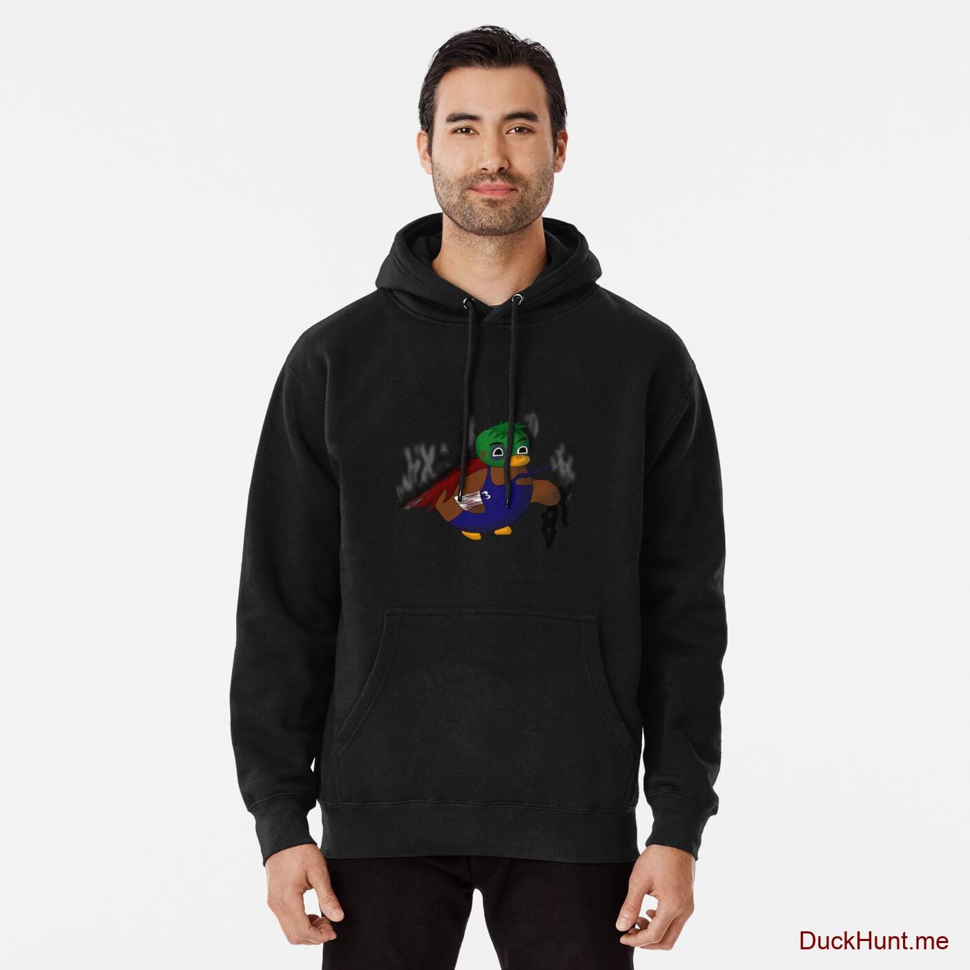 Dead Boss Duck (smoky) Black Pullover Hoodie (Front printed)
