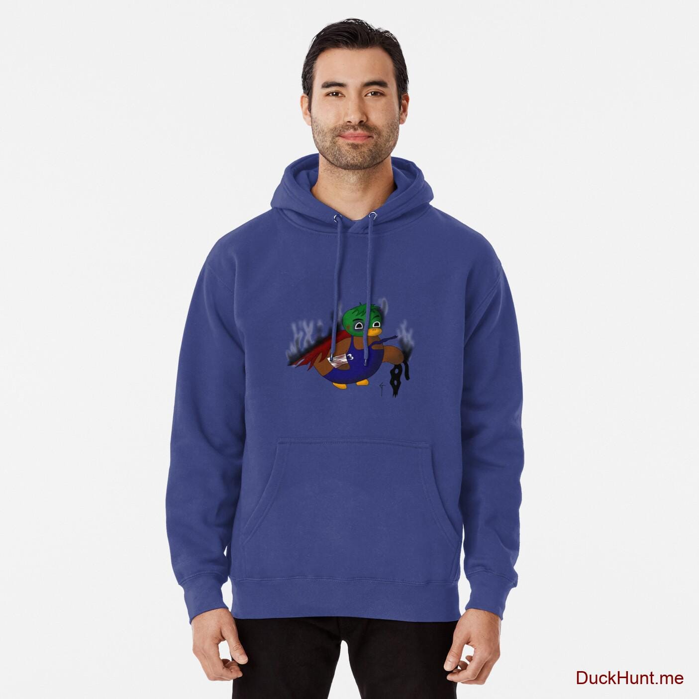 Dead Boss Duck (smoky) Blue Pullover Hoodie (Front printed)
