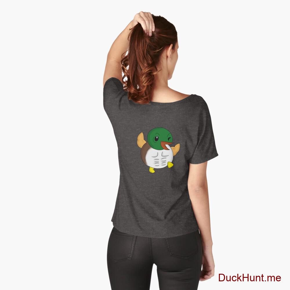 Super duck Charcoal Heather Relaxed Fit T-Shirt (Back printed)