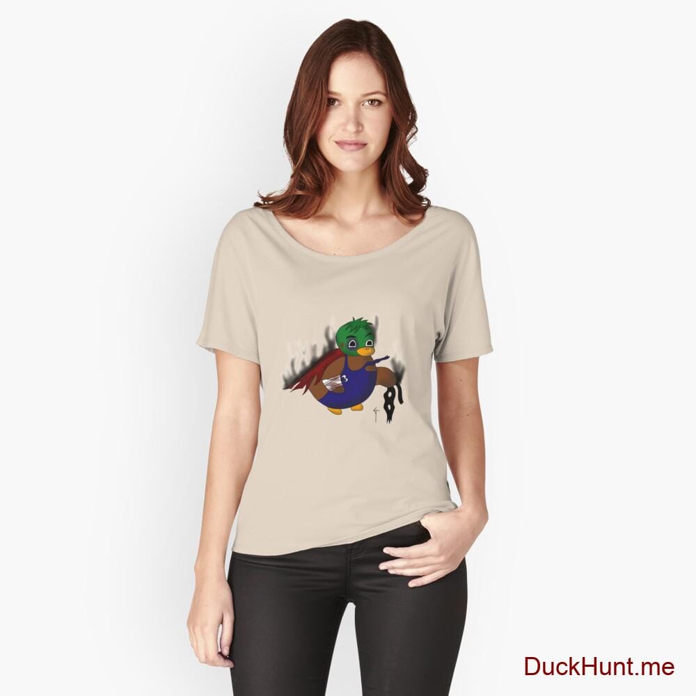 Dead Boss Duck (smoky) Creme Relaxed Fit T-Shirt (Front printed)