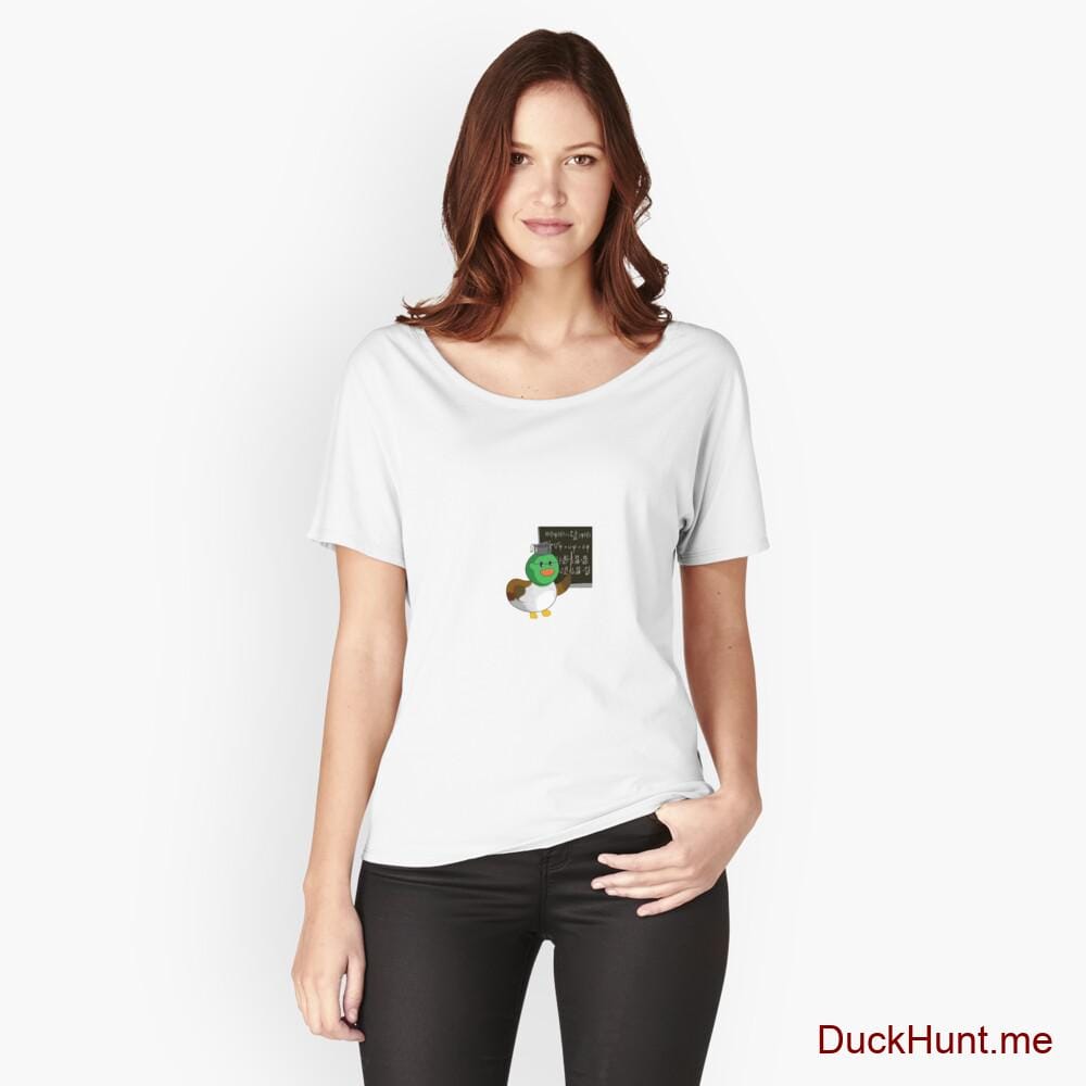 Prof Duck White Relaxed Fit T-Shirt (Front printed)