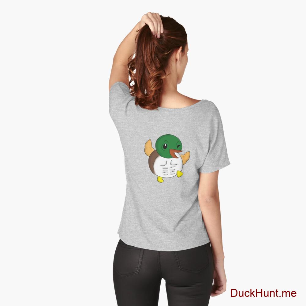 Super duck Heather Grey Relaxed Fit T-Shirt (Back printed)