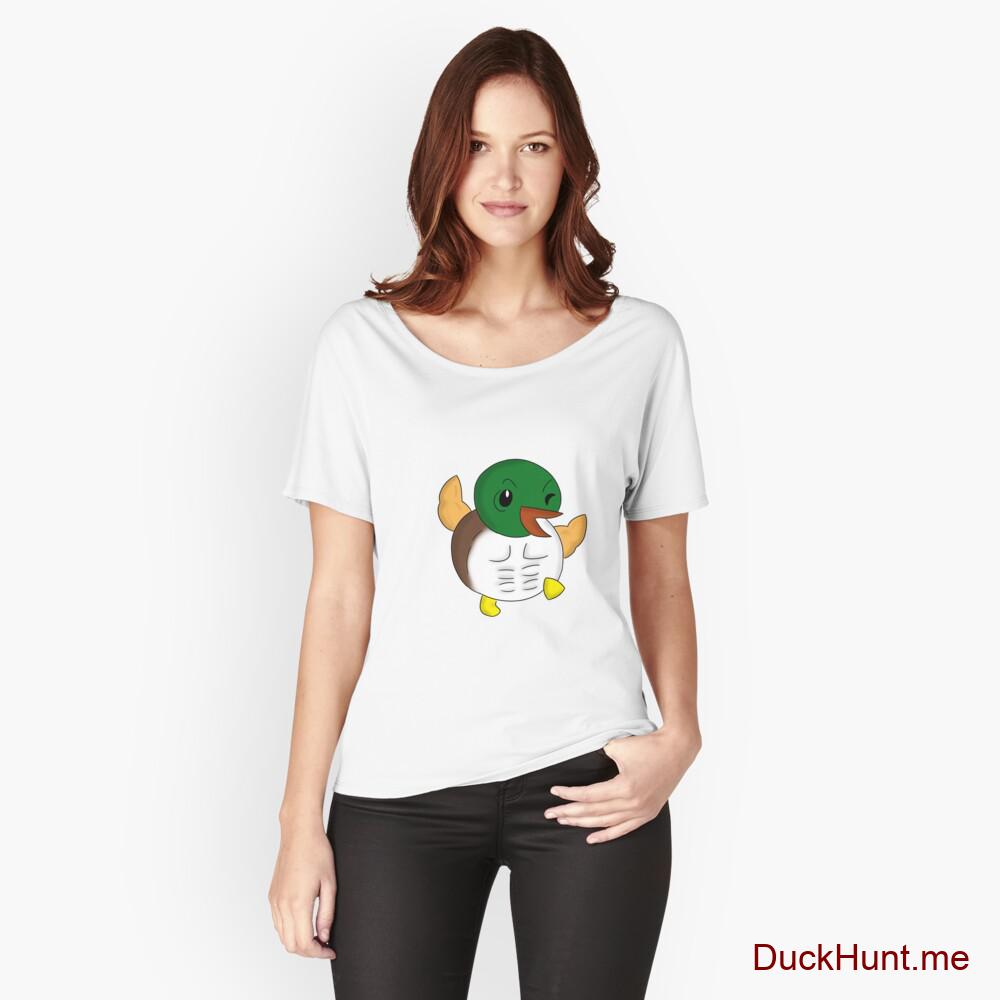 Super duck White Relaxed Fit T-Shirt (Front printed)