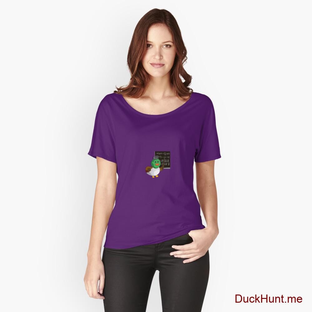 Prof Duck Purple Relaxed Fit T-Shirt (Front printed)