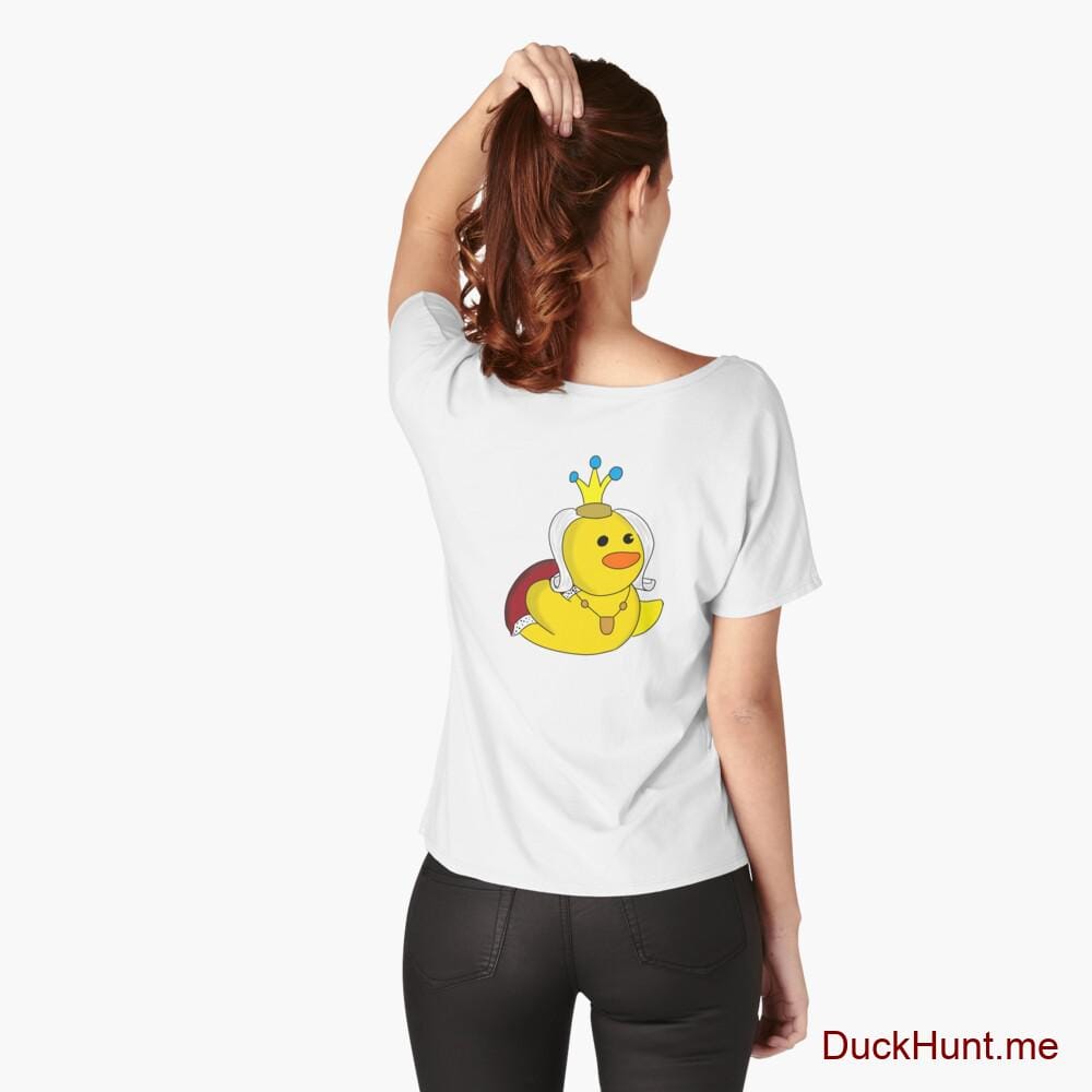 Royal Duck White Relaxed Fit T-Shirt (Back printed)