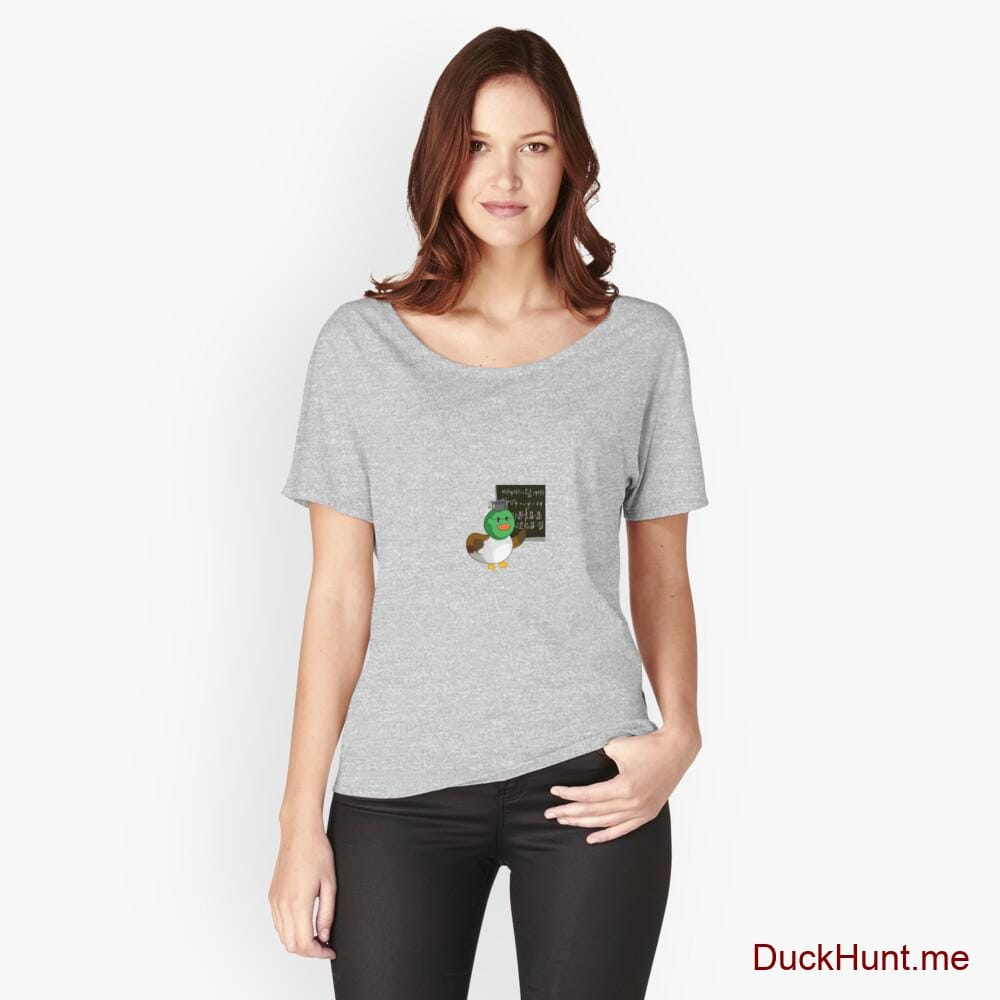 Prof Duck Heather Grey Relaxed Fit T-Shirt (Front printed)