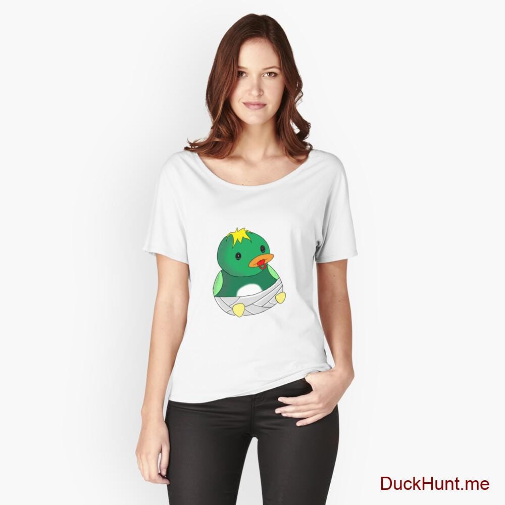 Baby duck White Relaxed Fit T-Shirt (Front printed)