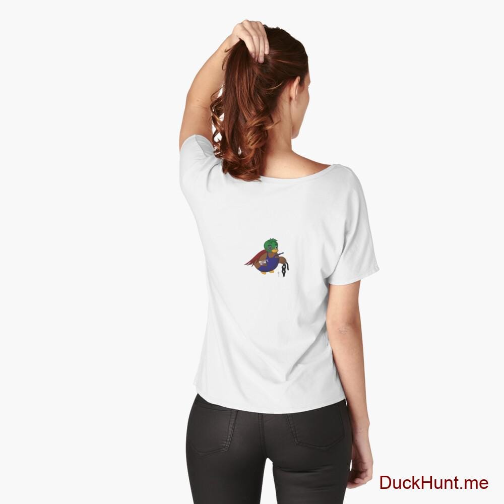 Dead DuckHunt Boss (smokeless) White Relaxed Fit T-Shirt (Back printed)