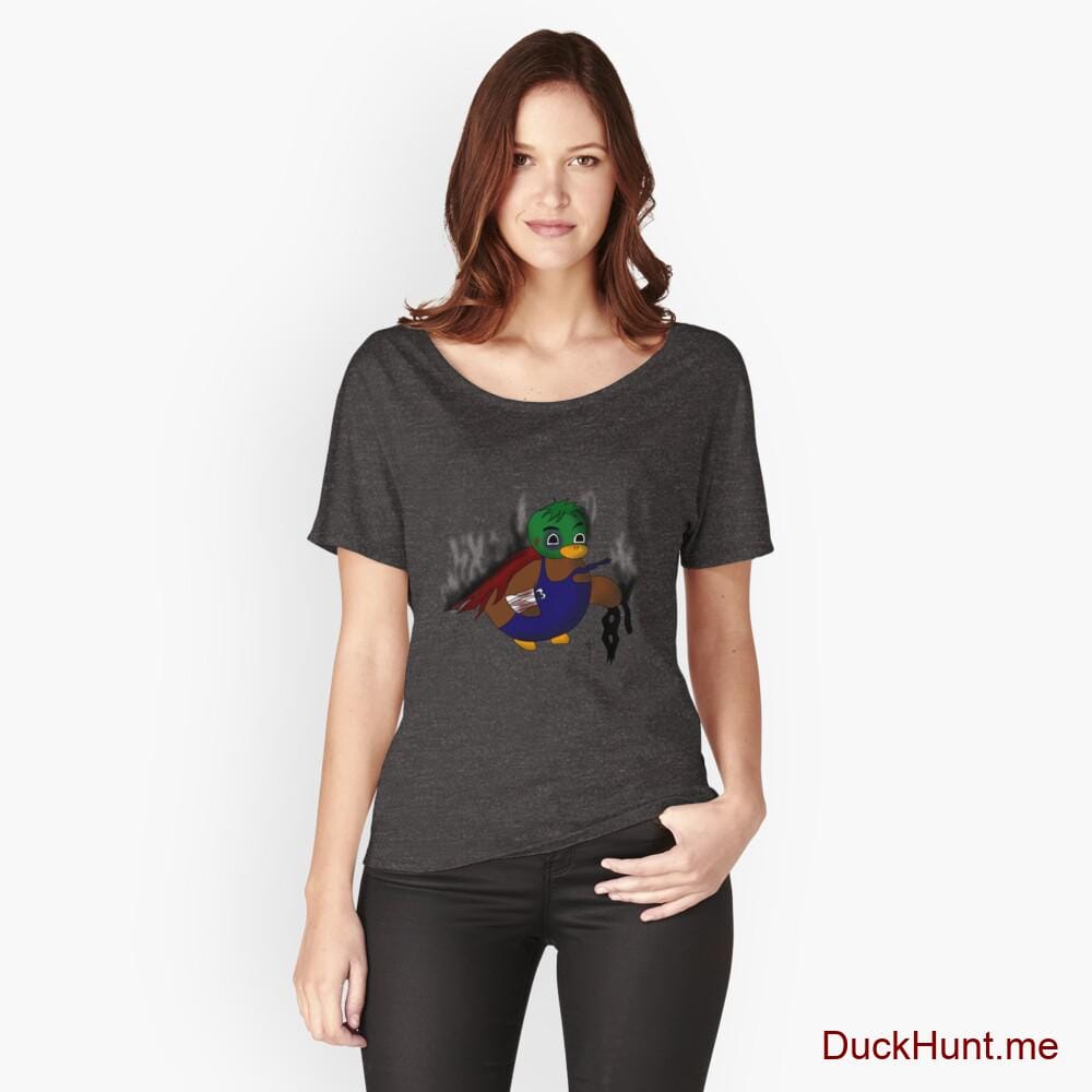 Dead Boss Duck (smoky) Charcoal Heather Relaxed Fit T-Shirt (Front printed)