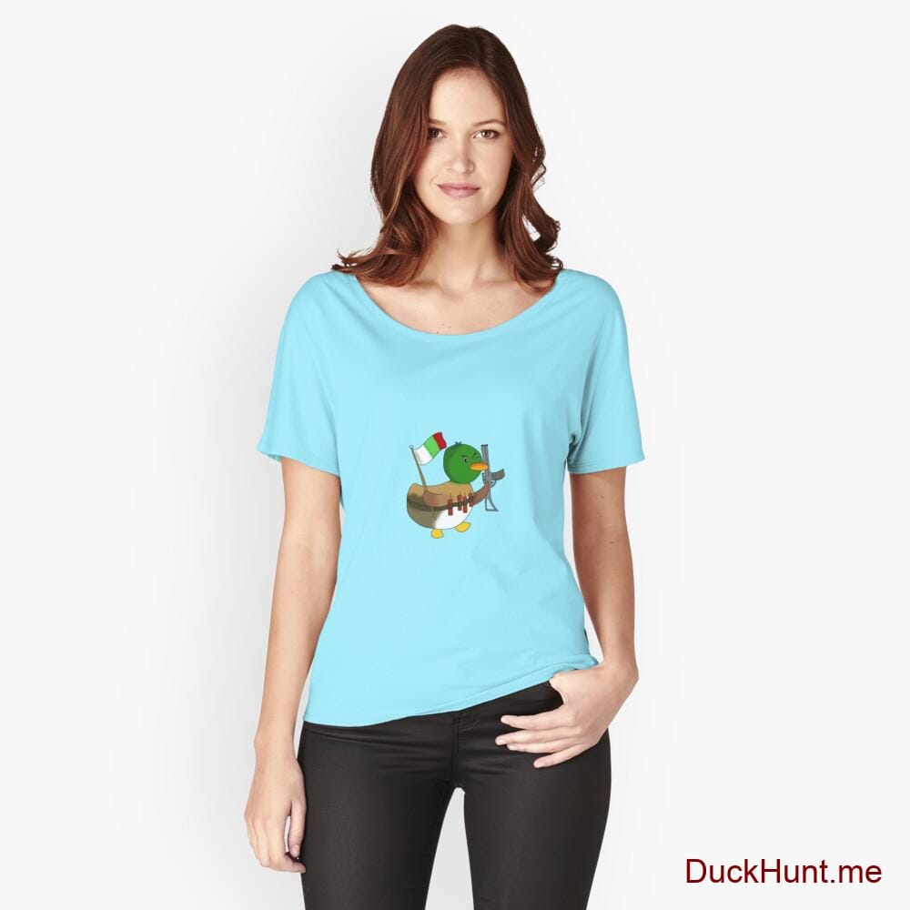 Kamikaze Duck Turquoise Relaxed Fit T-Shirt (Front printed)