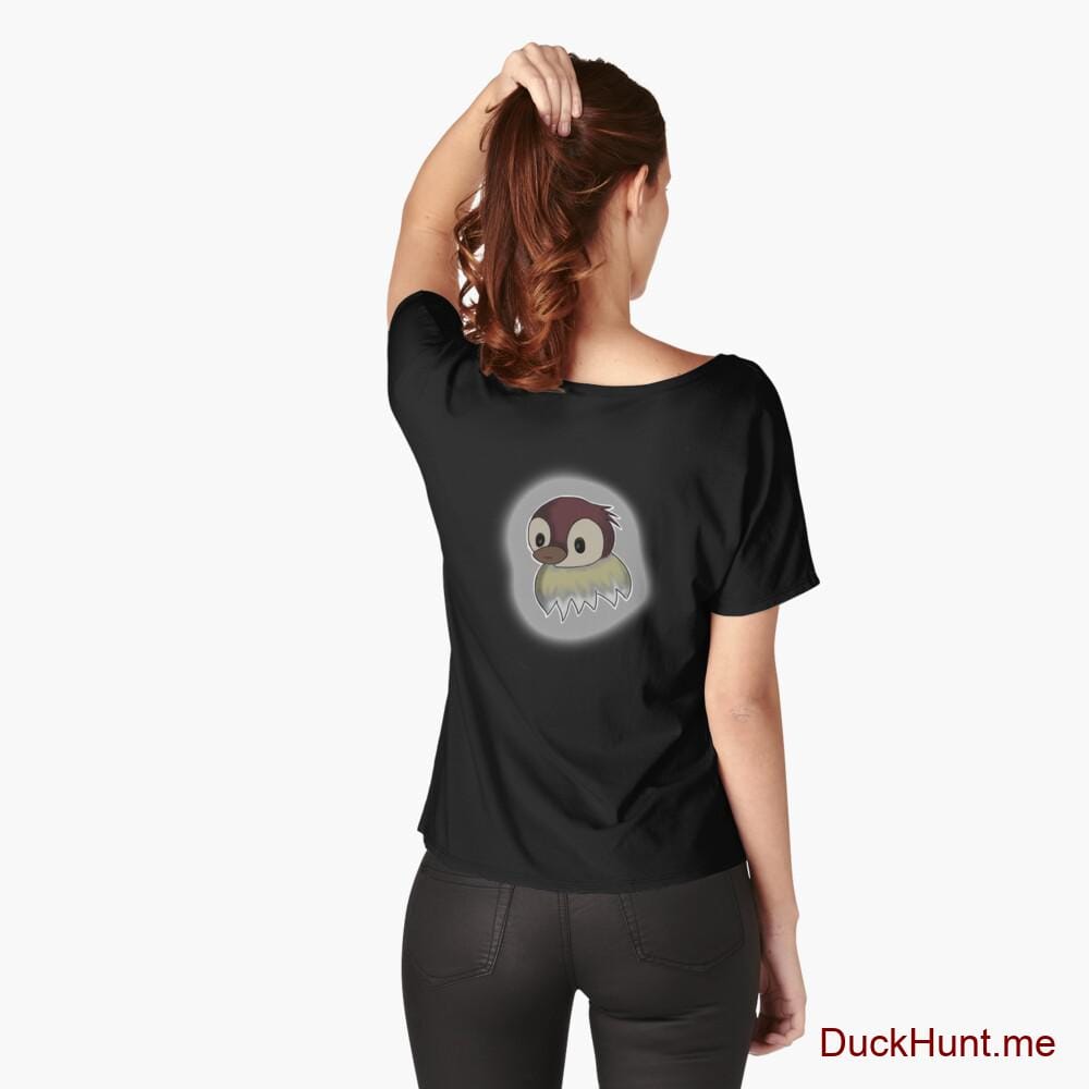 Ghost Duck (foggy) Black Relaxed Fit T-Shirt (Back printed)
