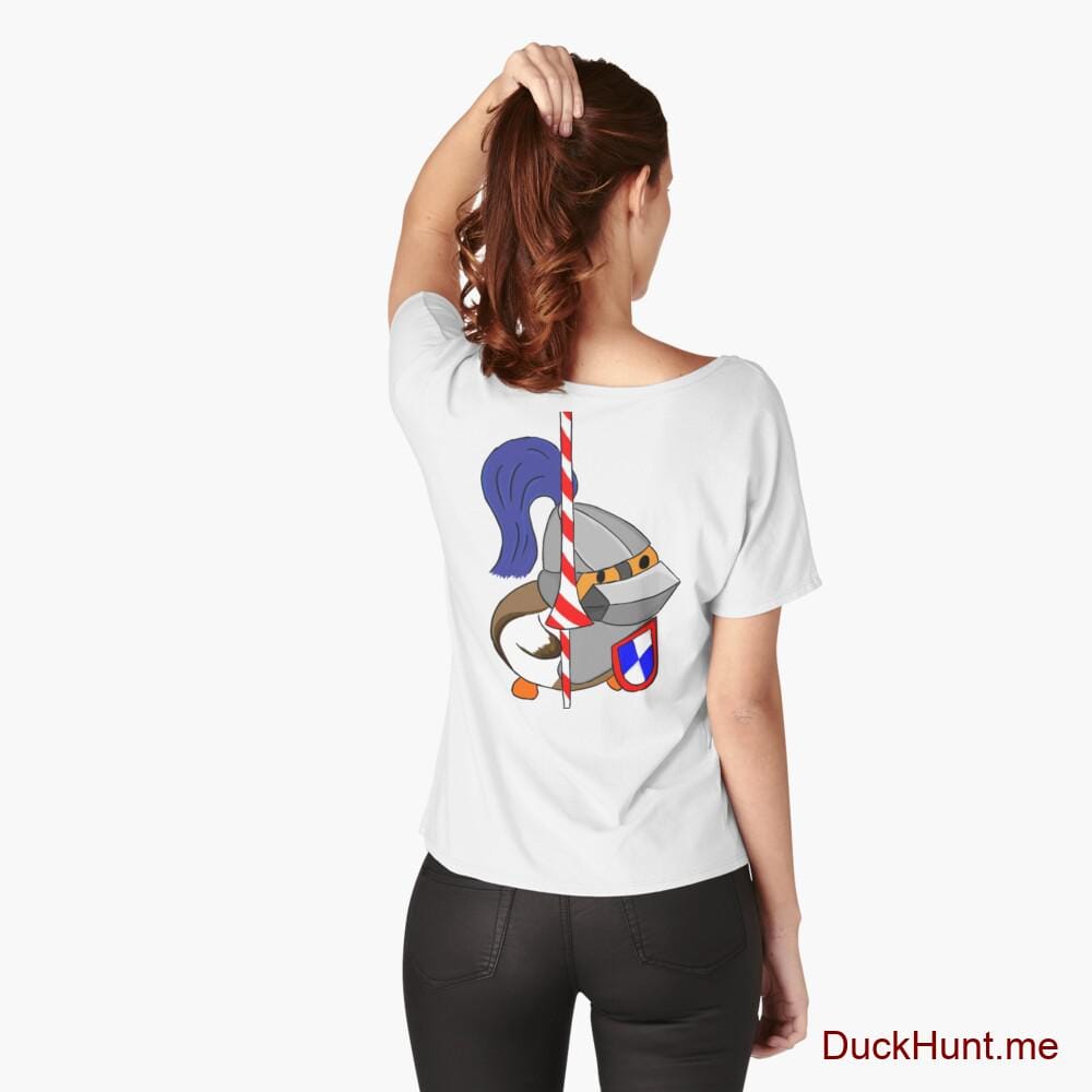 Armored Duck White Relaxed Fit T-Shirt (Back printed)
