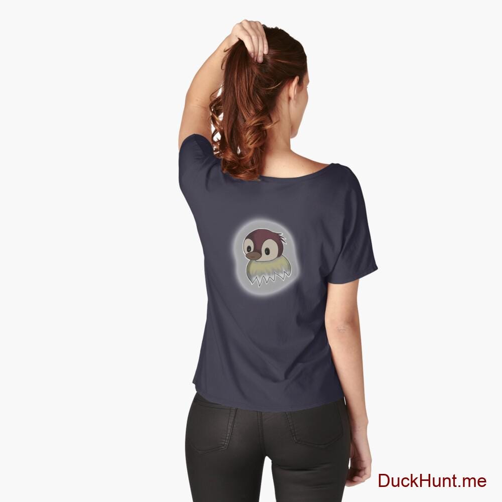 Ghost Duck (foggy) Navy Relaxed Fit T-Shirt (Back printed)