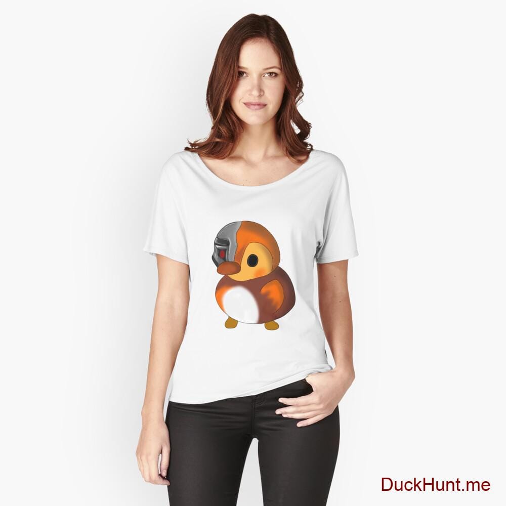 Mechanical Duck White Relaxed Fit T-Shirt (Front printed)