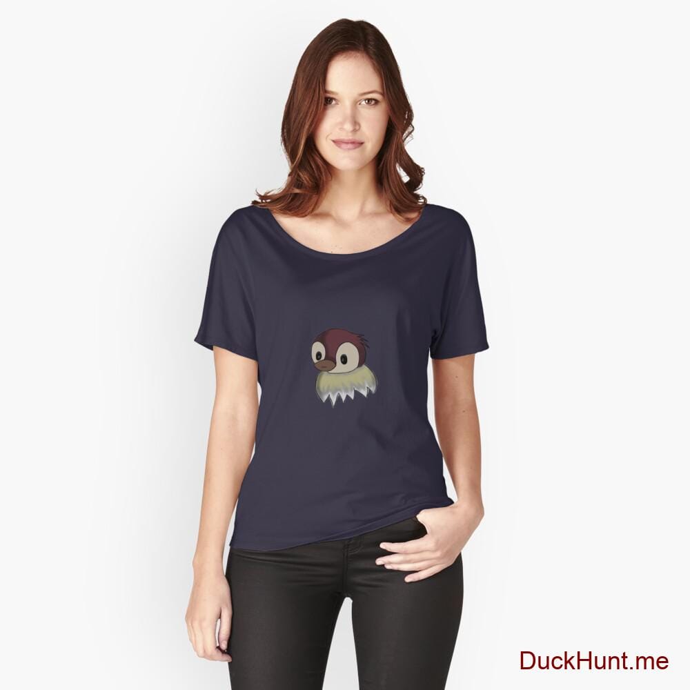 Ghost Duck (fogless) Navy Relaxed Fit T-Shirt (Front printed)