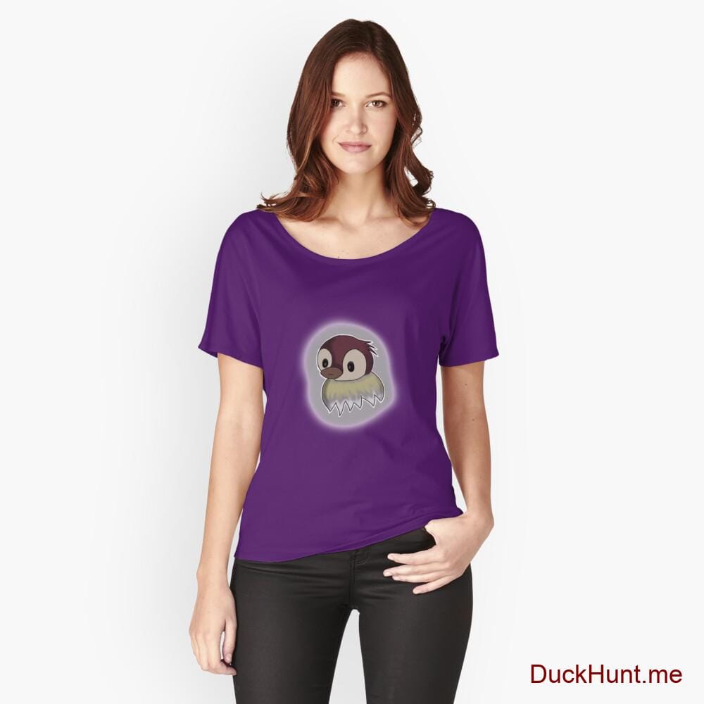 Ghost Duck (foggy) Purple Relaxed Fit T-Shirt (Front printed)