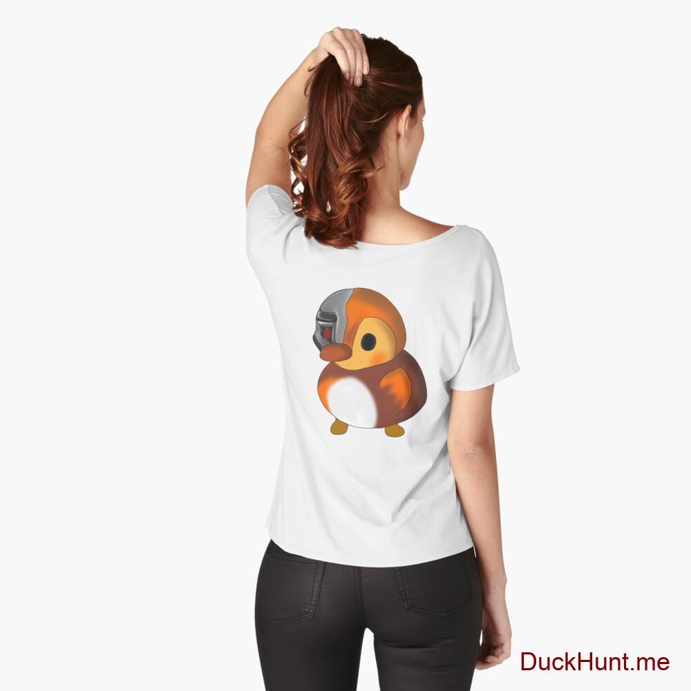 Mechanical Duck White Relaxed Fit T-Shirt (Back printed)