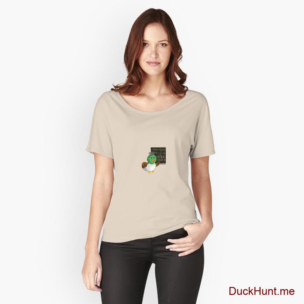 Prof Duck Creme Relaxed Fit T-Shirt (Front printed)